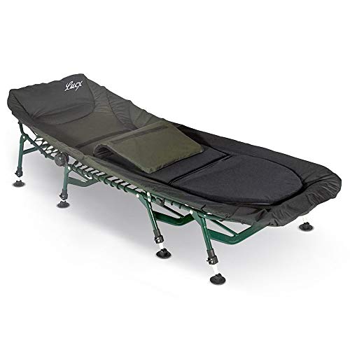 Lucx® Bedchair Komfort/Angelliege/Karpfenliege / 8 Beine Liege mit Matratze/Gartenliege Maße (L/B/H): 210 x 85 x 38 cm von Lucx