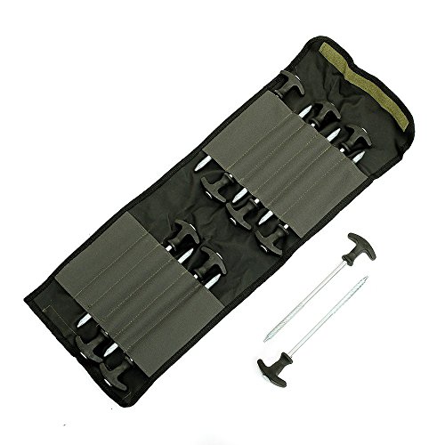 Lucx® Heringe-Set 12-TLG + Tasche für Bivvy Erdnägel Zeltnägel T-Pegs für Angelzelte Karpfenzelte von Lucx