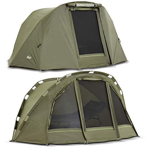 Lucx® Puma Bivvy + Winterskin Angelzelt inkl. Überwurf Karpfenzelt + Skin Carp Dome + Overwrap 2 Personen Zelt 10.000mm Wassersäule von Lucx