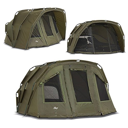 Lucx® Tiger Bivvy 2-3 Mann Angelzelt 2 bis 3 Personen Karpfenzelt Anglerzelt Carp Dome Carp Fishing Tent Campingzelt von Lucx