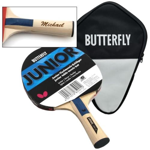 Junior Edition mit Tasche, Tischtennisschläger von Butterfly mit Geschenk Gravur von Ludomax
