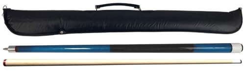 Ludomax Pool Billard Queue Classic II mit Tasche, blau mit Ahorn Oberteil und Klebleder von Ludomax