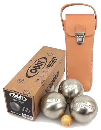 Premium Boule Set TATOU, INOX Kugeln und Tasche aus Vollrindleder von Ludomax