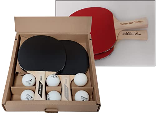 Timo Boll Set mit individueller Gravur, Zwei Tischtennisschläger und Bälle, Geschenk Tip von Ludomax