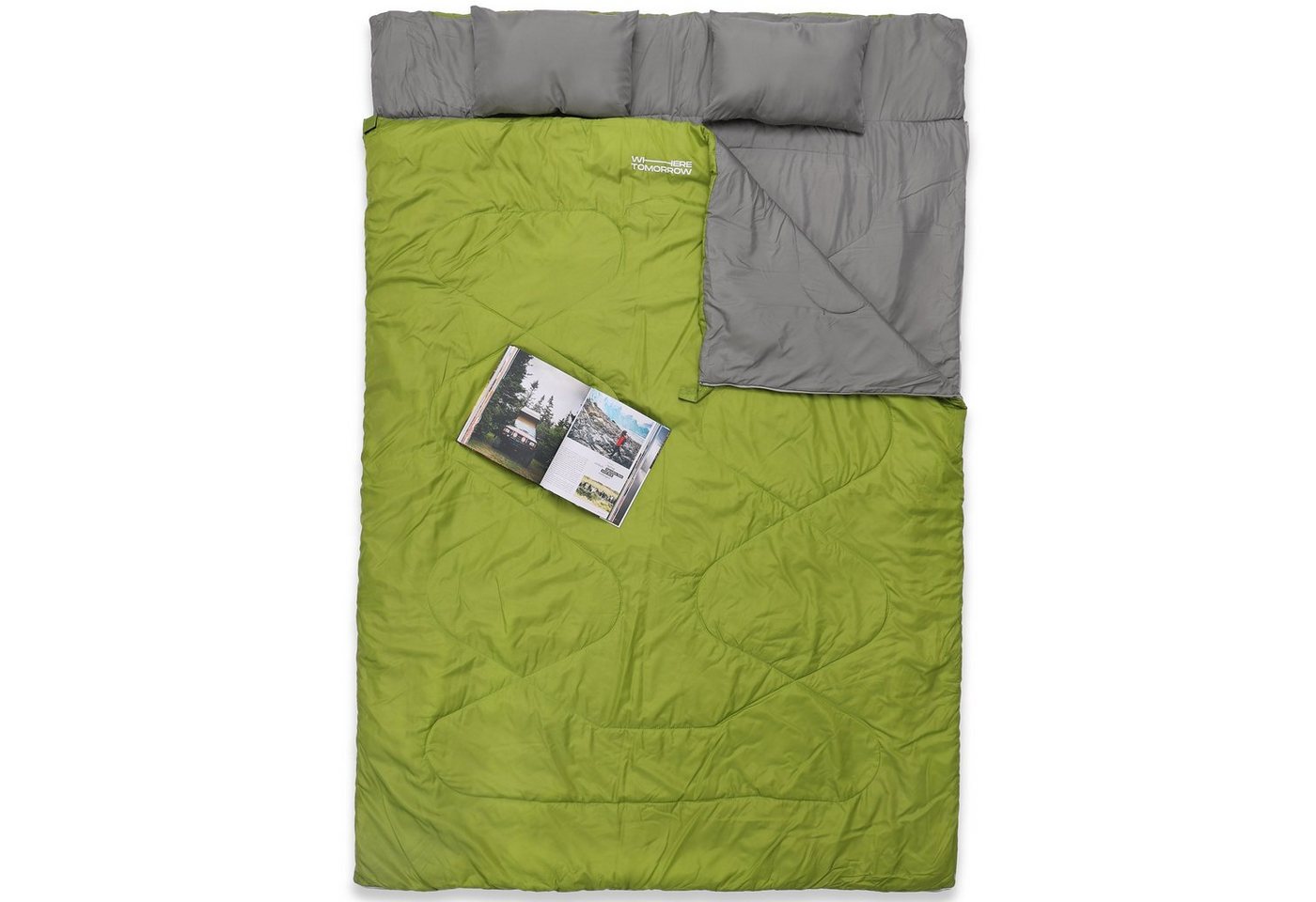 Lumaland Doppelschlafsack 2-Personen Schlafsack groß Kopfkissen, 190x30x150cm - Hüttenschlafsack wasserabweisend, atmungsaktiv von Lumaland