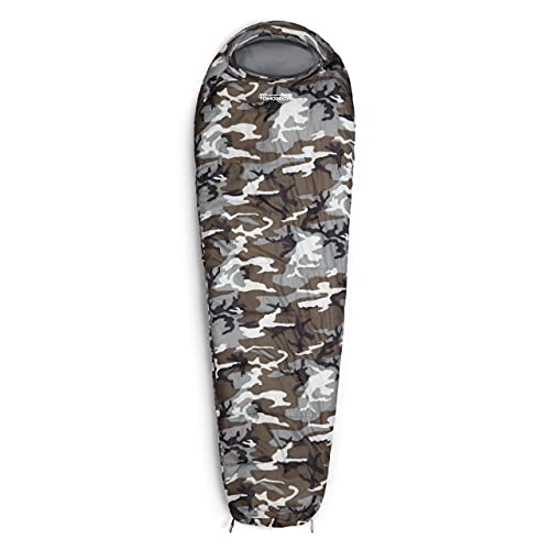 Lumaland Outdoor Schlafsack Mumienschlafsack, 230 x 80 cm, inklusive Packsack, 50 x 25 cm gepackt Camouflage grau von Lumaland