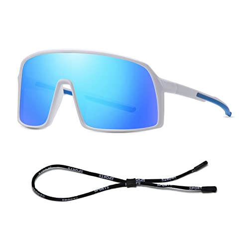 LumiSyne Polarisiertee Sport Sonnenbrille Fahrradbrille Mit Brillenband große TR90 Rahmen Einteilige Linse Blendschutz UV400 Radsportbrillen Winddichte Sportbrille Für Fahren Angeln Baseball Golf MTB von LumiSyne