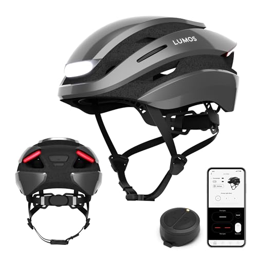 Lumos Ultra Smart-Helm | Fahrradhelm | Vorder- und Rücklicht (LED) | Blinker | Bremslichter | Bluetooth-Verbindung | Erwachsene: Herren, Damen (Ash Grey, Größe: XL) von Lumos