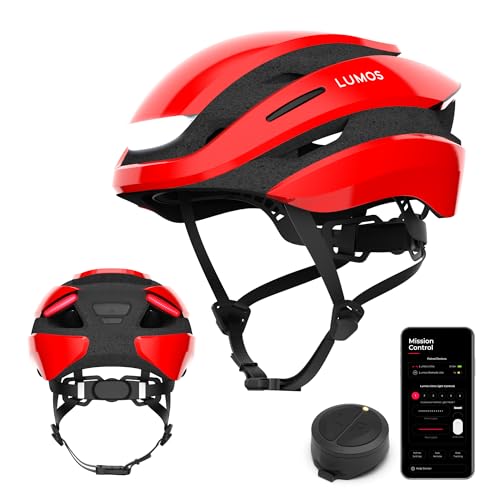 Lumos Ultra Smart-Helm | Fahrradhelm | Vorder- und Rücklicht (LED) | Blinker | Bremslichter | Bluetooth-Verbindung | Erwachsene: Herren, Damen (Bullish Red, Größe: M-L) von Lumos