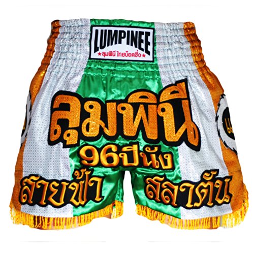 LUMPINEE Muay Thai Boxing Shorts - 96 Penang Series - Green - Size L von LUMPINEE