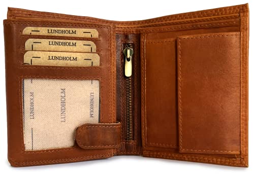 Lundholm Herren Leder Geldbörse braun mit RFID-Schutz Echtleder Geldbeutel Portemonnaie Geldbörse Herren aus hochwertigem Leder von Lundholm