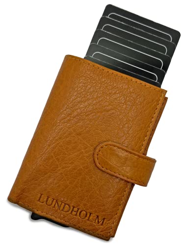 Lundholm Kartenhalter - Slim-Kartenetui für Kreditkarte, Ausweis, andere Karten, inkl. Münzfach + Fach mit RFID/NFC-Schutz - Robustes Leder, minimalistisches Design - Geschenke für Herren und Damen von Lundholm