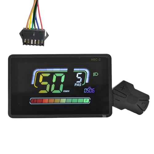 Luobannm H6C-2 E-Bike-Messgerät LCD-Anzeige Elektroroller Tachometer Armaturenbrett UART 24V-60V für Mountain Electric Bike SM6PIN von Luobannm