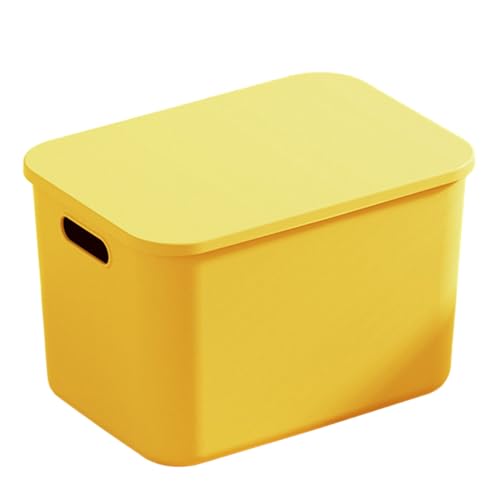 Luojuny Langlebiger Aufbewahrungsbehälter, langlebige Kunststoffbox mit Deckel, großes Fassungsvermögen, Organizer für klare Klassifizierung, geruchsfrei, starker praktischer Griff Gelb L von Luojuny