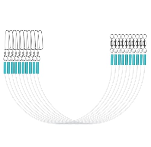 Luroad Fluorocarbon Vorfach Leader mit Wirbel & Karabiner, 10/20 STK Raubfischvorfach, 100% Fluorocarbon Angelvorfächer Spinnvorfächer Zum Spinnfischen, Spinnvorfach, Vorfach Zum Spinnangeln von Luroad