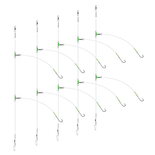 Luroad 5 Stück Angelhaken für Meeresangeln, Flapper-Rigs für Meeresangeln, Strandwerfen, Uferfischen, Flunder, Whiting, Barsch, Scholle (B. 5 Stück - 2 Haken - Größe 2/0-52cm) von Luroad