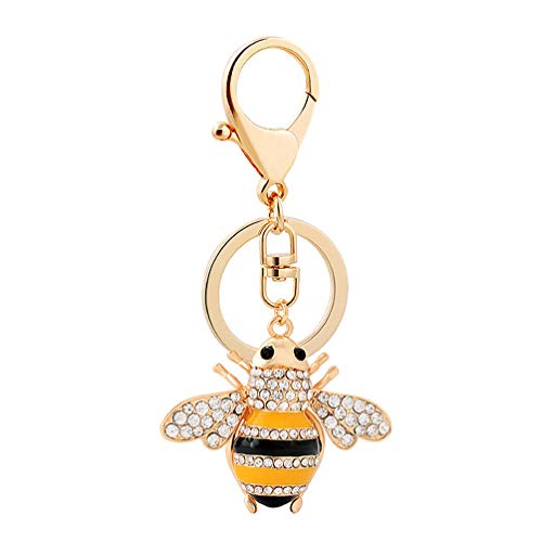 Lurrose 1 x kreativer Bienen-Auto-Schlüsselanhänger, modischer Taschenanhänger, hübscher Schlüsselanhänger (goldfarben). von Lurrose