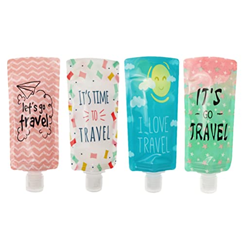 Lurrose 4 Stücke Nachfüllbare Leere Behälter Tragbare Squeeze Pouch Kosmetische Kulturbehälter für Shampoo Dusche Gel Reisegröße 100Ml von Lurrose