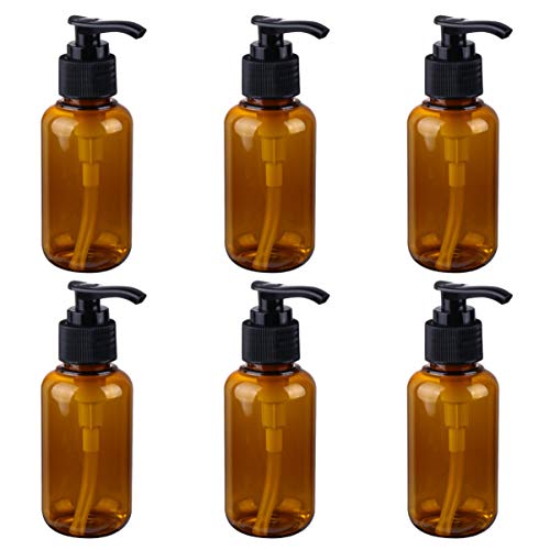 Leere Pumpflaschen aus Kunststoff, 100 ml, praktische Pumpflasche, nachfüllbar, Behälter für , Shampoo oder Duschgel, transparent, 6 Stück, braun (Braun) - 906D556NJXH7IMFHH15NB von Lurrose