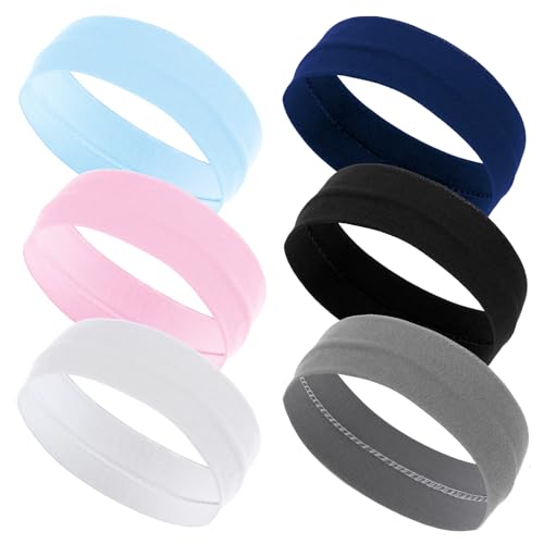 6 Stück Damen Sport Haarband Dünne Elastische Stirnbänder Yoga Fitness rutschfeste Stirnband Weiche Schweißabsorbierende Elastische Haarband für Frauen beim Laufen von Yoga Sportarten von Lusofie