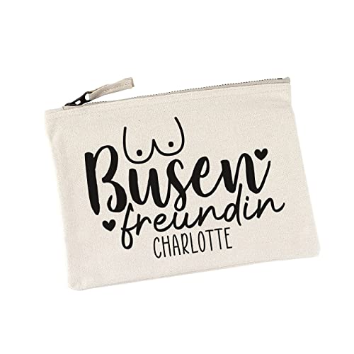 Lustapotheke® Busenfreundin Kosmetiktasche mit Aufdruck des Namens/Freundinnengeschenk 22 cm x 16,5 cm (B/H), Natur von Lustapotheke