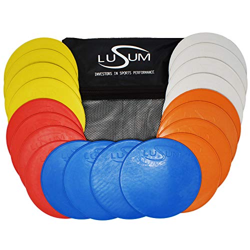 Lusum Set mit 20 rutschfesten Markierungsscheiben aus Gummi, rund, für den Sport von Lusum