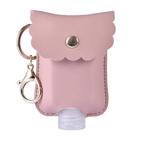 Tragbare Quetschflasche mit Leder Fall Keychain-Leere Dicht Kunststoff Reise Flasche-Leder Keychain Halter für Hand Sanitizer-nachfüllbar Flasche Clips-Für Reise Sport Im Freien (Rosa) von LuukUP