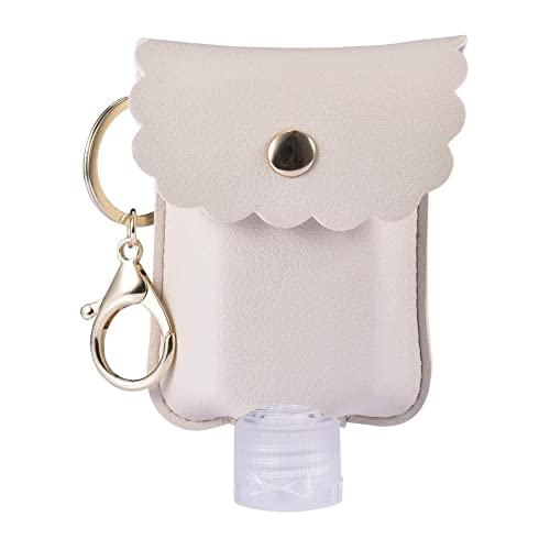 Tragbare Quetschflasche mit Leder Fall Keychain-Leere Dicht Kunststoff Reise Flasche-Leder Keychain Halter für Hand Sanitizer-nachfüllbar Flasche Clips-Für Reise Sport Im Freien (Weiß) von LuukUP