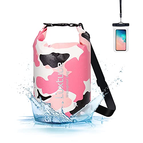 Luxtude Wasserdichter Dry Bag Rucksack, 5L Roll Top Portable Dry Sack Wasserdichte Tasche mit Phone Case, Floating Waterproof Dry Bag für Kajakfahren, Schwimmen, Bootfahren, Wandern, Strand usw. von Luxtude