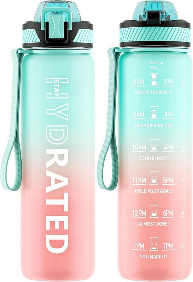 LuxusKollektion Becher Trinkflasche 1L BPA-Frei Wasserflasche mit Strohhalm Sport von LuxusKollektion
