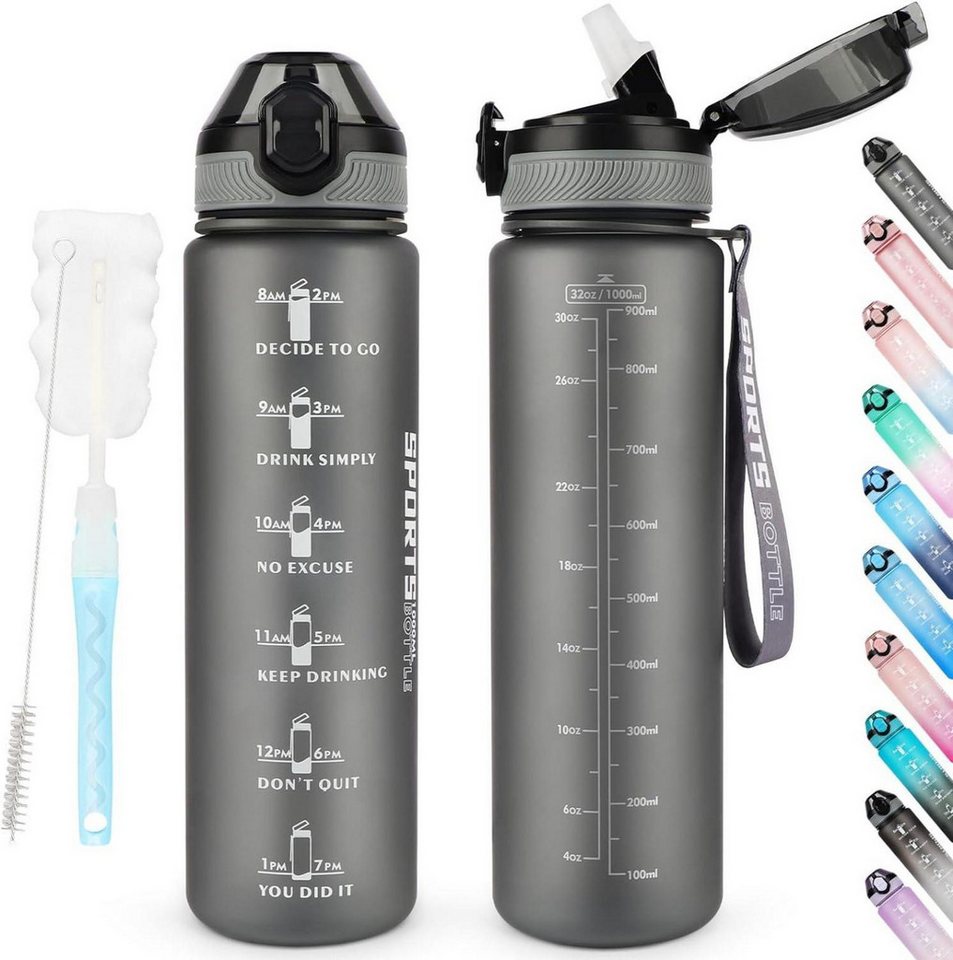 LuxusKollektion Becher Trinkflasche 1L BPA-frei Sport Wasserflasche Stroh Auslaufsicher von LuxusKollektion