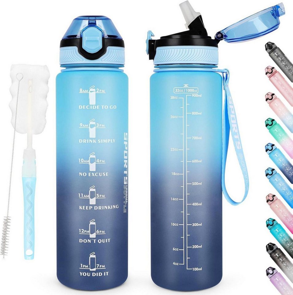 LuxusKollektion Becher Trinkflasche 1L BPA-frei Sport Wasserflasche mit Stroh Auslaufsicher von LuxusKollektion