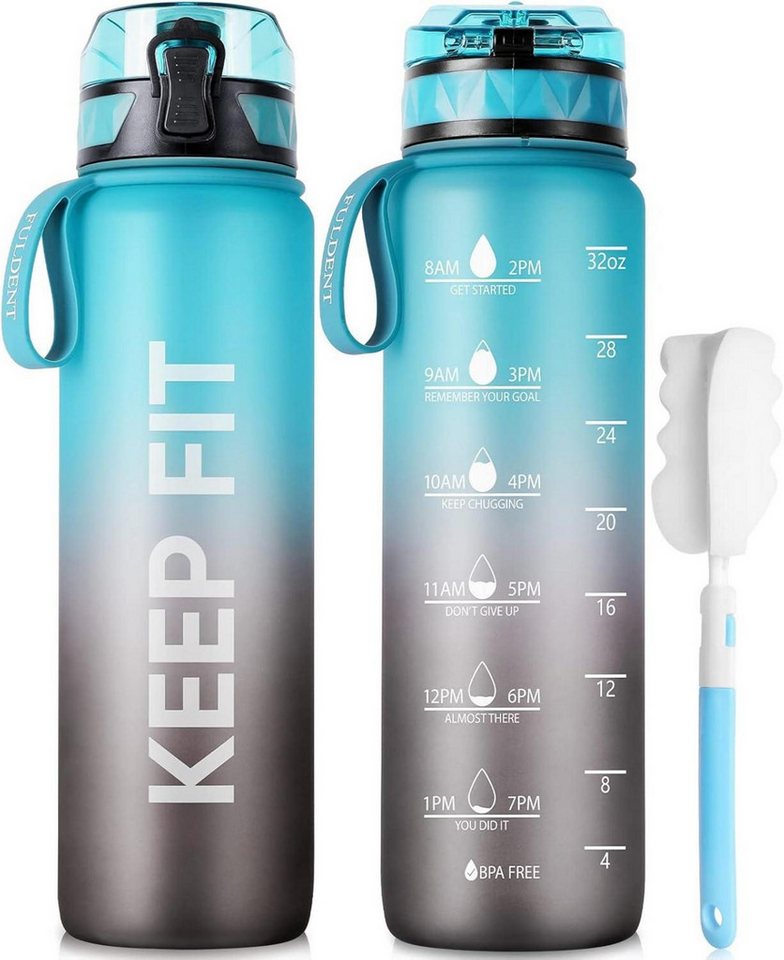 LuxusKollektion Becher Trinkflasche 1L Sport Wasserflasche BPA Frei rutschfest Gummi ideal von LuxusKollektion