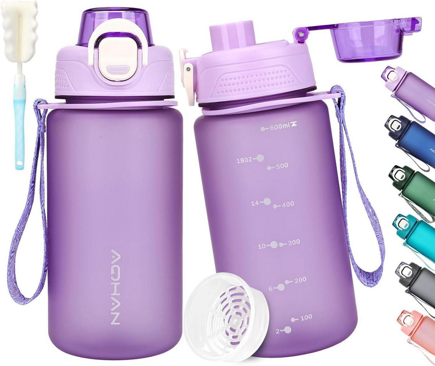 LuxusKollektion Becher Trinkflasche 600ml BPA frei Sport Kohlensäure geeignet Auslaufsicher von LuxusKollektion