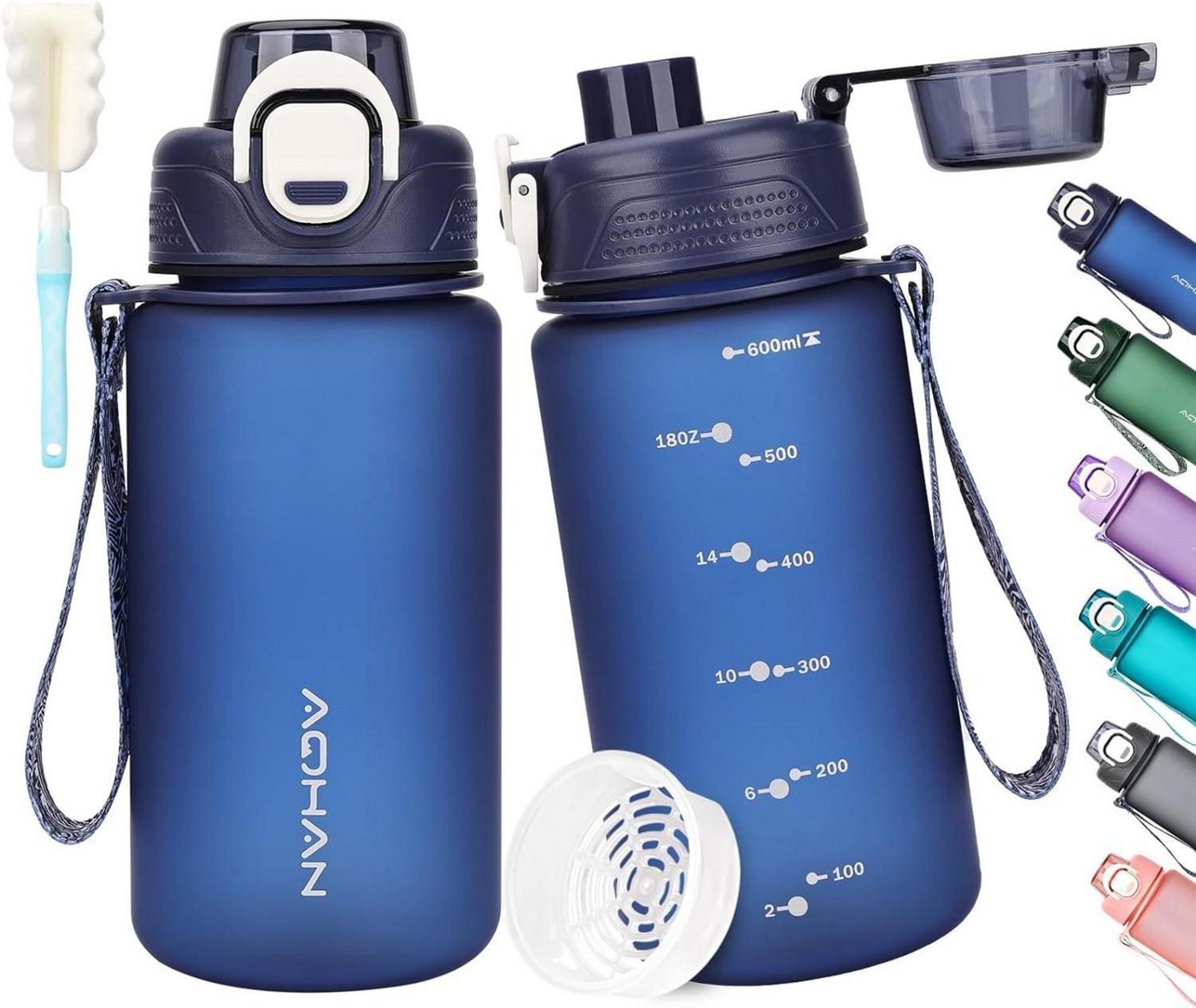 LuxusKollektion Becher Trinkflasche BPA frei 600ml Sport Kohlensäure geeignet Auslaufsicher von LuxusKollektion