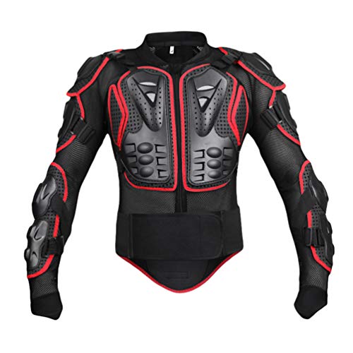 LvRaoo Motorrad Schutz Jacke Atmungsaktiv Einstellbar Brustschutz Sport Fallschutz Schutzjacke Motocross Protektorenjacke (Schwarz Rot, L) von LvRaoo