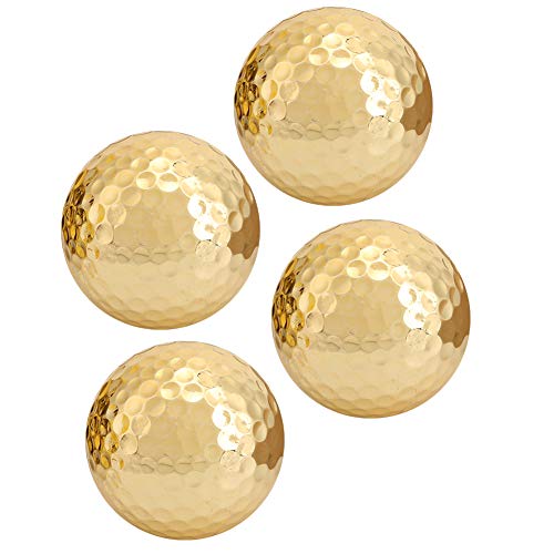 Lwuey Gold plattierte Golfbälle, Doppelschichtig Verbesserte Sichtbarkeit Packung mit 4 Stück Clubgolfer Golfliebhaber und Anfänger Ideal für Training von Lwuey
