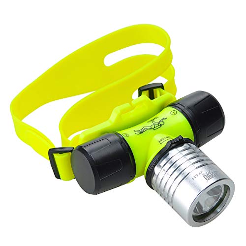 Lychee 300LM LED Tauchstirnlampe,Professionelle Helle Wasserdicht Unterwasser Stirnlampe Kopflampe für Tauchen, Outdoor-Sport, Wandern, Camping, Nachtangeln von Lychee