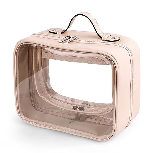 Lychii Transparent Kulturtasche für Männer & Frauen, Reise-Kulturbeutel Organizer Waschtasche für Handgepäck auf Flugreisen, Rosa, L von Lychii