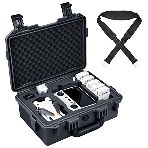 Lykus 2022 DJI Mini 3 Pro/Mini 3 Koffer (Schwarz) mit Schultergurt, Titan MM330 Wasserdichter Tasche Koffer für DJI Mini 3 Pro/Mini 3 und DJI RC [NUR Koffer] von Lykus