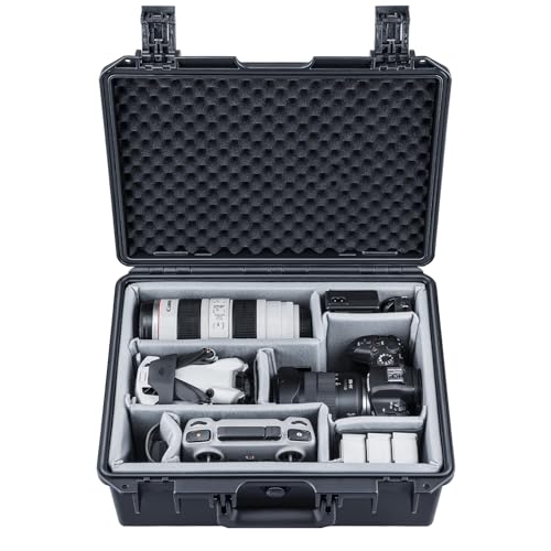 Lykus PVC1 Wasserdicht Koffer Tasche Case mit gepolsterten Trennwänden für Kameras, Objektive, Dual DJI Mavic/Air/Mini Drohnen von Lykus