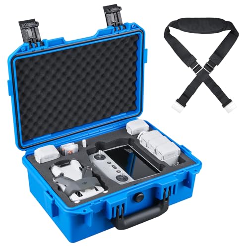 Lykus Titan MM410 Wasserdicht Tasche/Koffer/Case für DJI Mini 4 Pro/Mini 3/Pro und DJI RC 2/RC/RC-N2/N1, Blau mit Schultergurt, Unterstützung 7 Akkus und RC Gurt [NUR Koffer] von Lykus