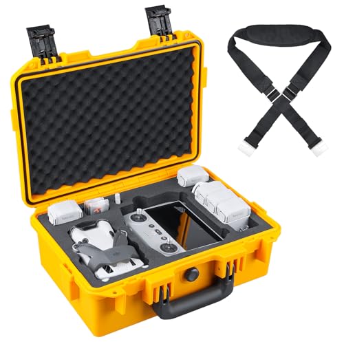 Lykus Titan MM410 Wasserdicht Tasche/Koffer/Case für DJI Mini 4 Pro/Mini 3/Pro und DJI RC 2/RC/RC-N2/N1, Gelb mit Schultergurt, Unterstützung 7 Akkus und RC Gurt [NUR Koffer] von Lykus