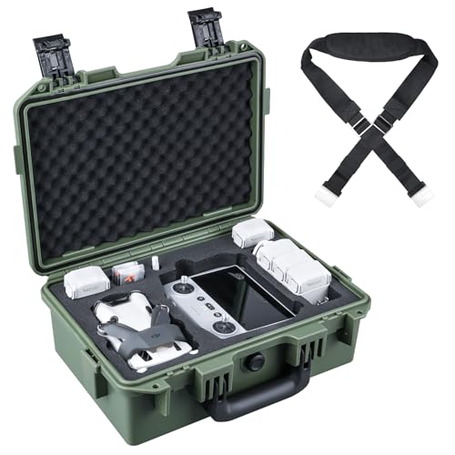 Lykus Titan MM410 Wasserdicht Tasche/Koffer/Case für DJI Mini 4 Pro/Mini 3/Pro und DJI RC 2/RC/RC-N2/N1, Grün mit Schultergurt, Unterstützung 7 Akkus und RC Gurt [NUR Koffer] von Lykus