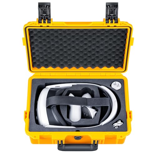 Lykus Titan OQ200 Wasserdicht Tasche Koffer Case (Gelb) für Quest 3/Quest 2, passend für das offizielle Elite-Riemen, besserer Schutz [NUR Koffer] von Lykus