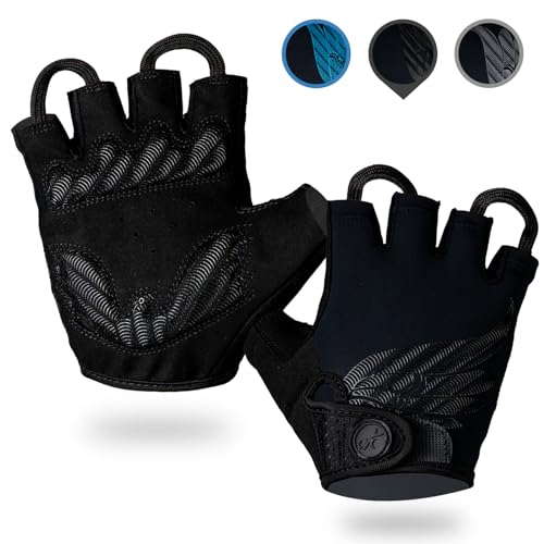 Lymaha MTB Handschuhe,Halbfinger Sommer Fahrradhandschuhe für Männer und Frauen für MotorräderFahrräderMTBFitnessstudio und andere Sportarten (Schwarz, M) von Lymaha