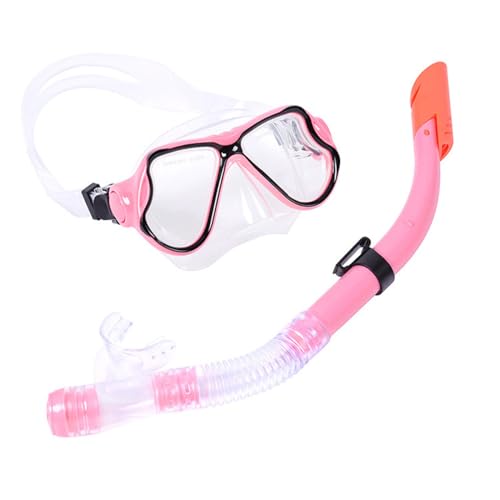 Schnorchelmaske Unisex, Taucherbrille mit 180° Weitblick und Schnorchel, Schnorchelmaske Vollmaske aus Schwimmbad Spielzeug für Kinder Erwachsene -Children's Edition-Pink||1 Size von Lyria