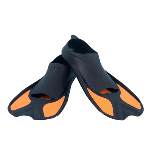 Unisex Flossen für Kinder Erwachsene, Robuste Schwimmflossen, Flossen für Kinder Erwachsene Beinstärke aufbauen -Black+Orange||XL von Lyria