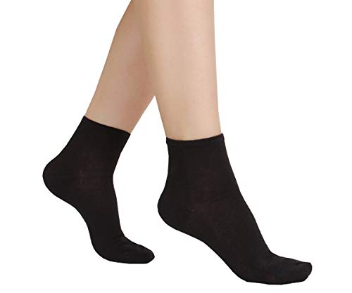 Eabern Damen-Socken, ultra-dünne Baumwoll-Knöchelsocken für den Sommer, 6 oder 12 Paar, damen, Schwarz , 6 Pairs Shoe Size 9-11(Euro 39-42) von M La Bella