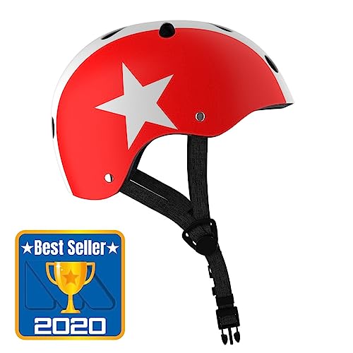 M MOLTO Helm für Kinder Modelle | Aus ABS, mit EPS-Schaumeinlage | einstellbar (Stern Rot) von M MOLTO
